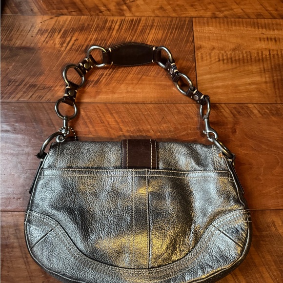Coach Metallic Silver and Brown Shoulder Bag - Picture 4 of 4
